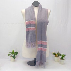 Hansen Women's Scarf Grey & Pink 66" Long Tassel to Tassel 6" Wide - USA